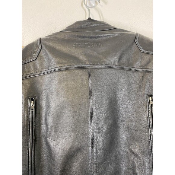 Street & Steel Leather Jacket Mens 2XL Motorcycle Biker Quilted Liner Armor - Picture 7 of 15